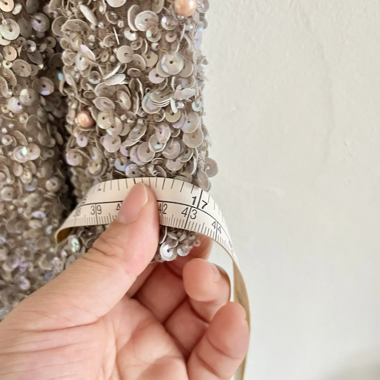 Parker Womens Silk Sleeveless Beaded Sequined Round Neck Mini Dress Sliver Sz M - Image 11