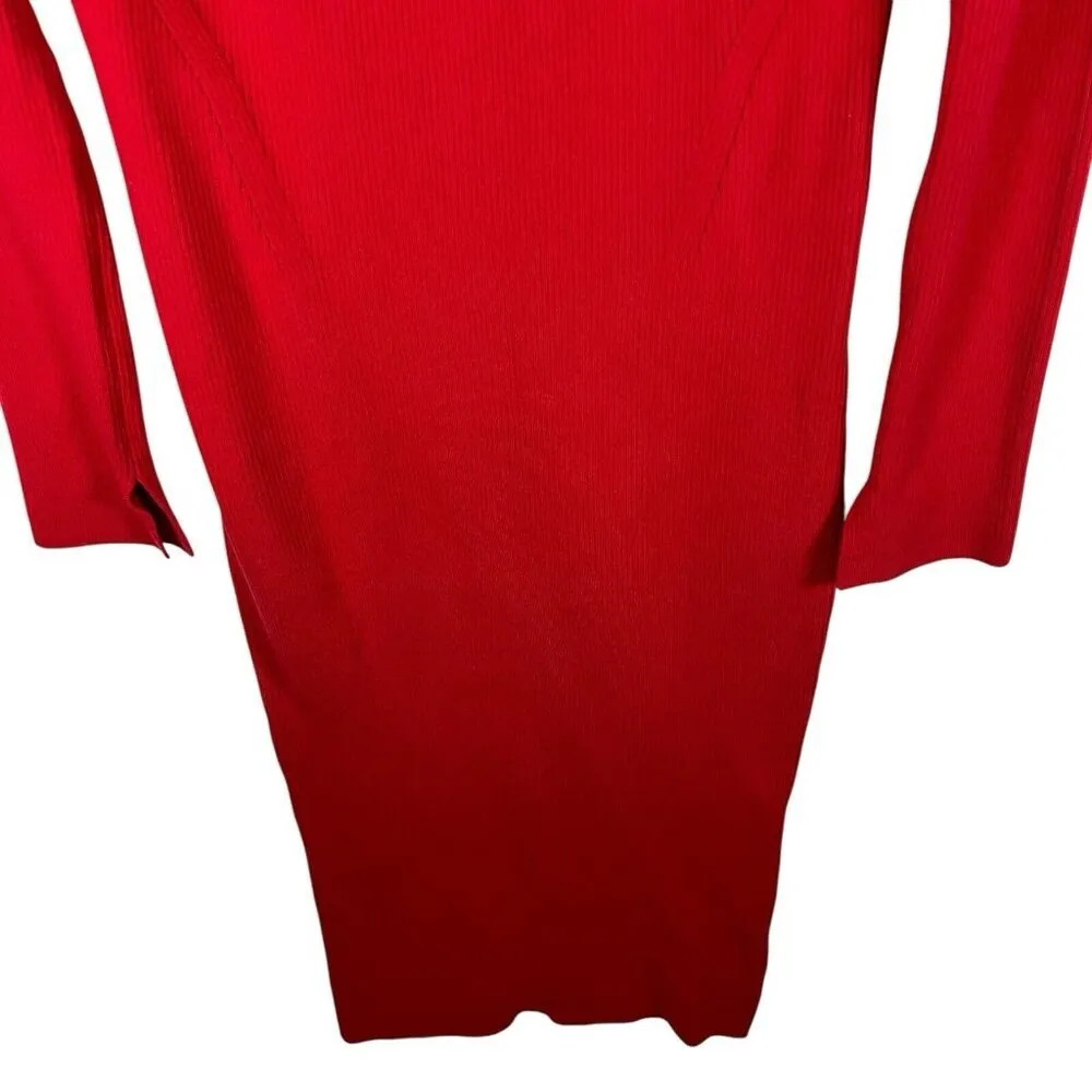 Eleven Six Dress Women's Medium‎ Red Marla Bodycon Ribbed Sweater Maxi Cozy - Image 2