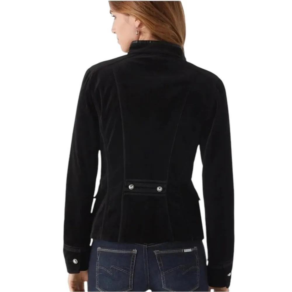 White House Black Market Black Velvet Blazer Jacket Suit Jacket size 6 - Image 2