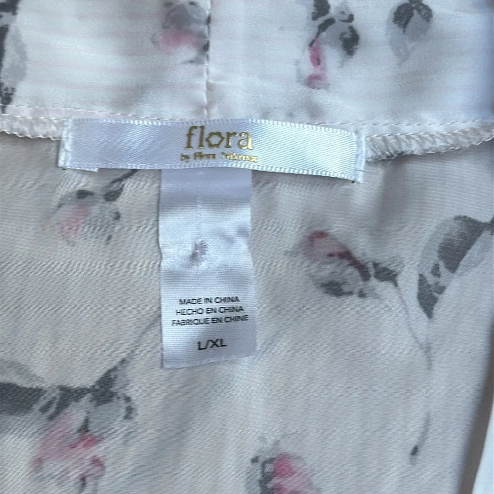 Flora Nikrooz Pale Pink Satin Floral Striped Robe L/XL - Image 3