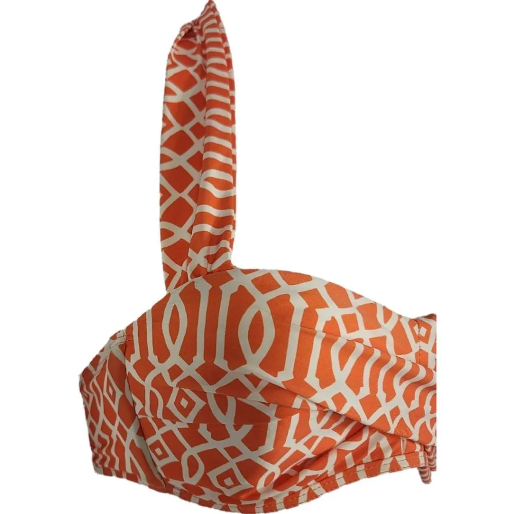 Antonio Melani Orange & White Bikini Top Size Small EUC - Image 3