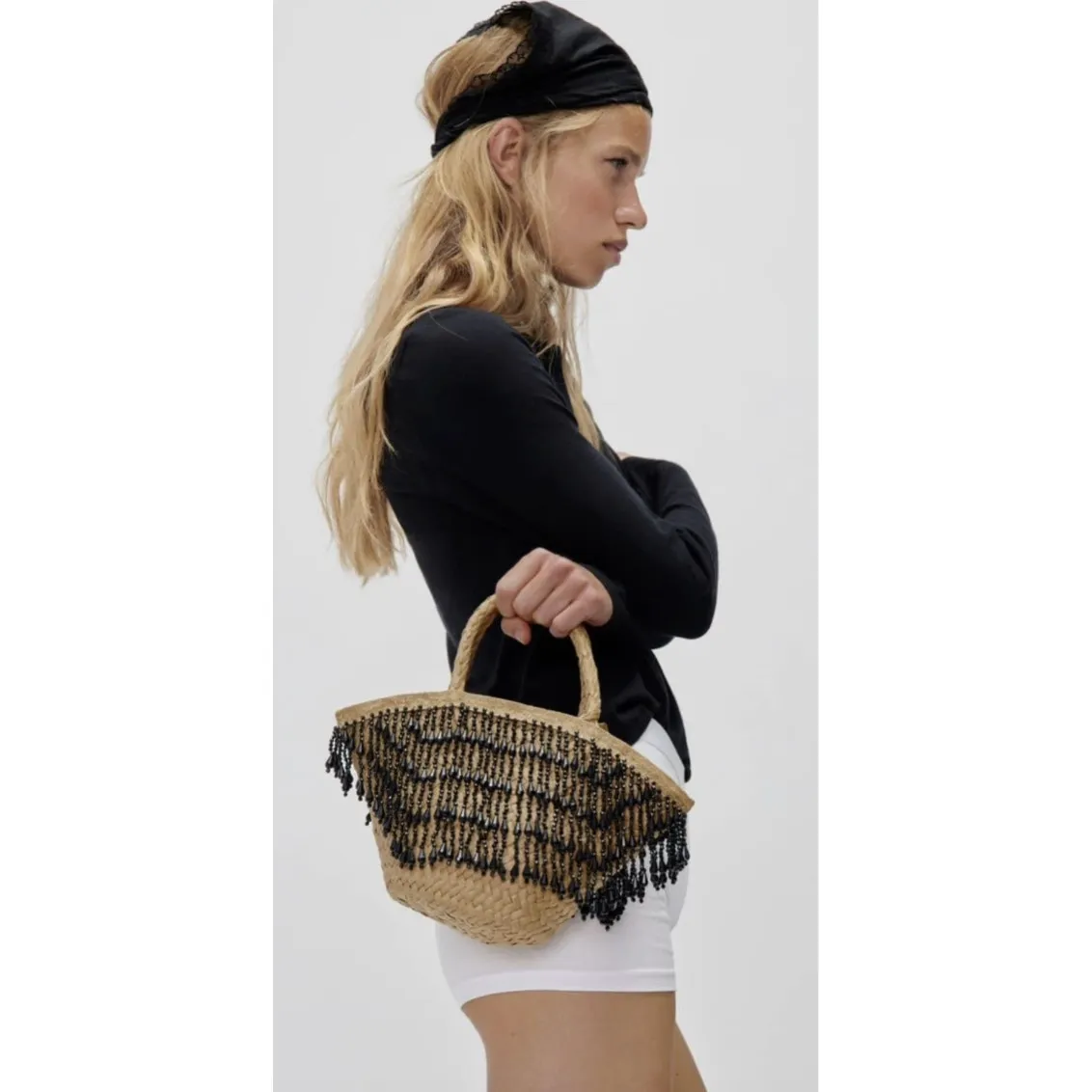 NWOT Zara mini woven beaded fringe bag - Image 2