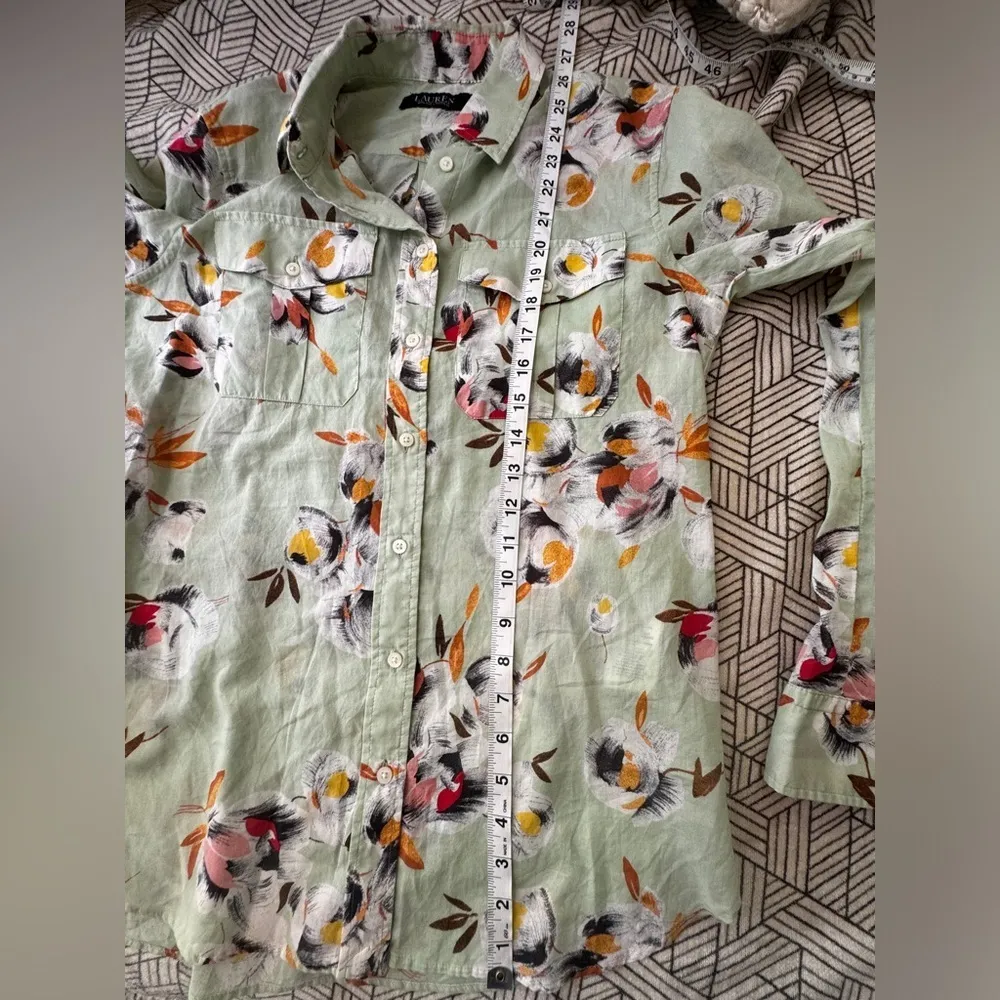 Lauren Ralph Lauren Black Label Women’s Floral Cotton S Shirt (Multi) Green - Image 8