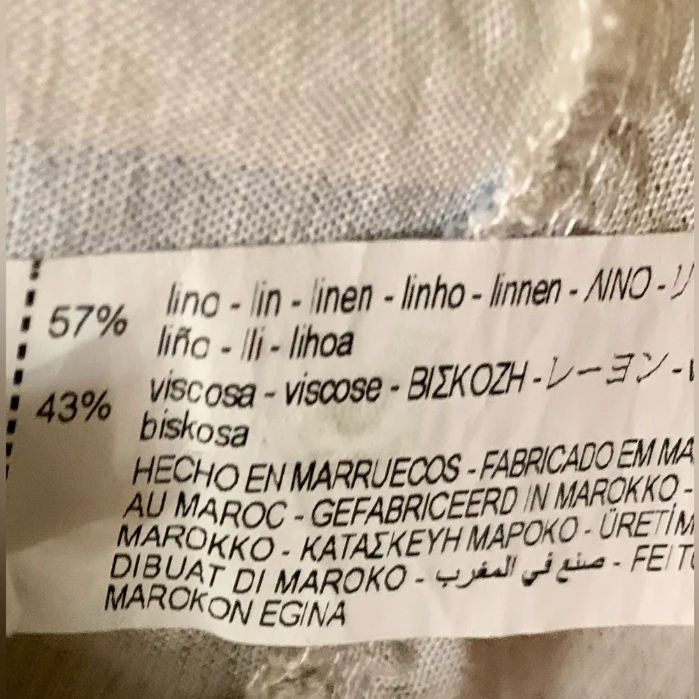 ZARA  Striped Blue Cream White Linen Blend Open Front Blazer Jacket Top - Image 8