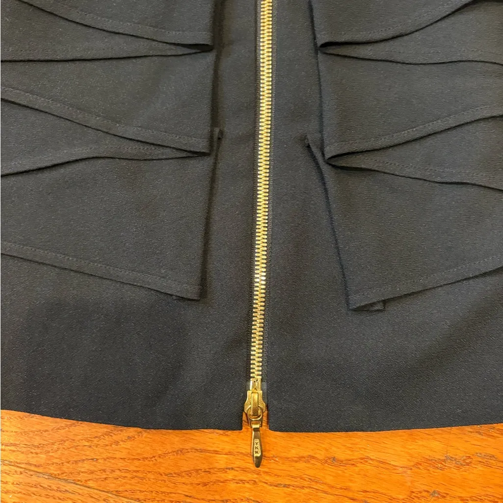 Doncaster Collection Black Ruffle Coat Dress – Size 10 – Structured Couture - Image 4