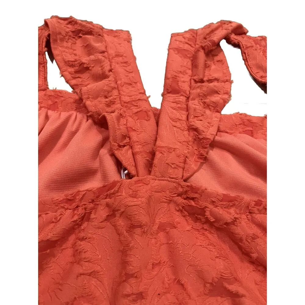 Lauren Conrad Flocked Ruffle Sleeveless Tank Top 3X Women's Shirt Spanish Coral - Image 9