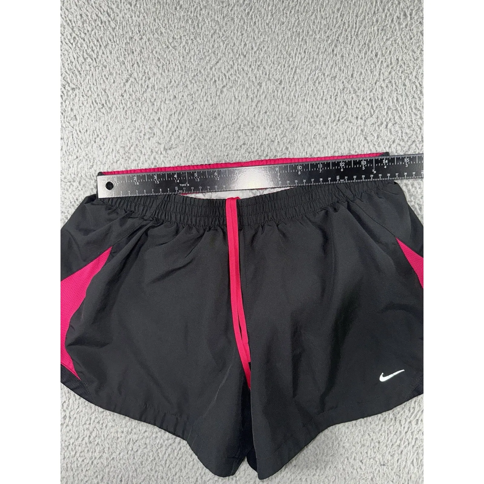 Nike  Running Shorts Women Large Two Tone Lined Swoosh‎ Logo Athletic Workout Y2K - Image 3