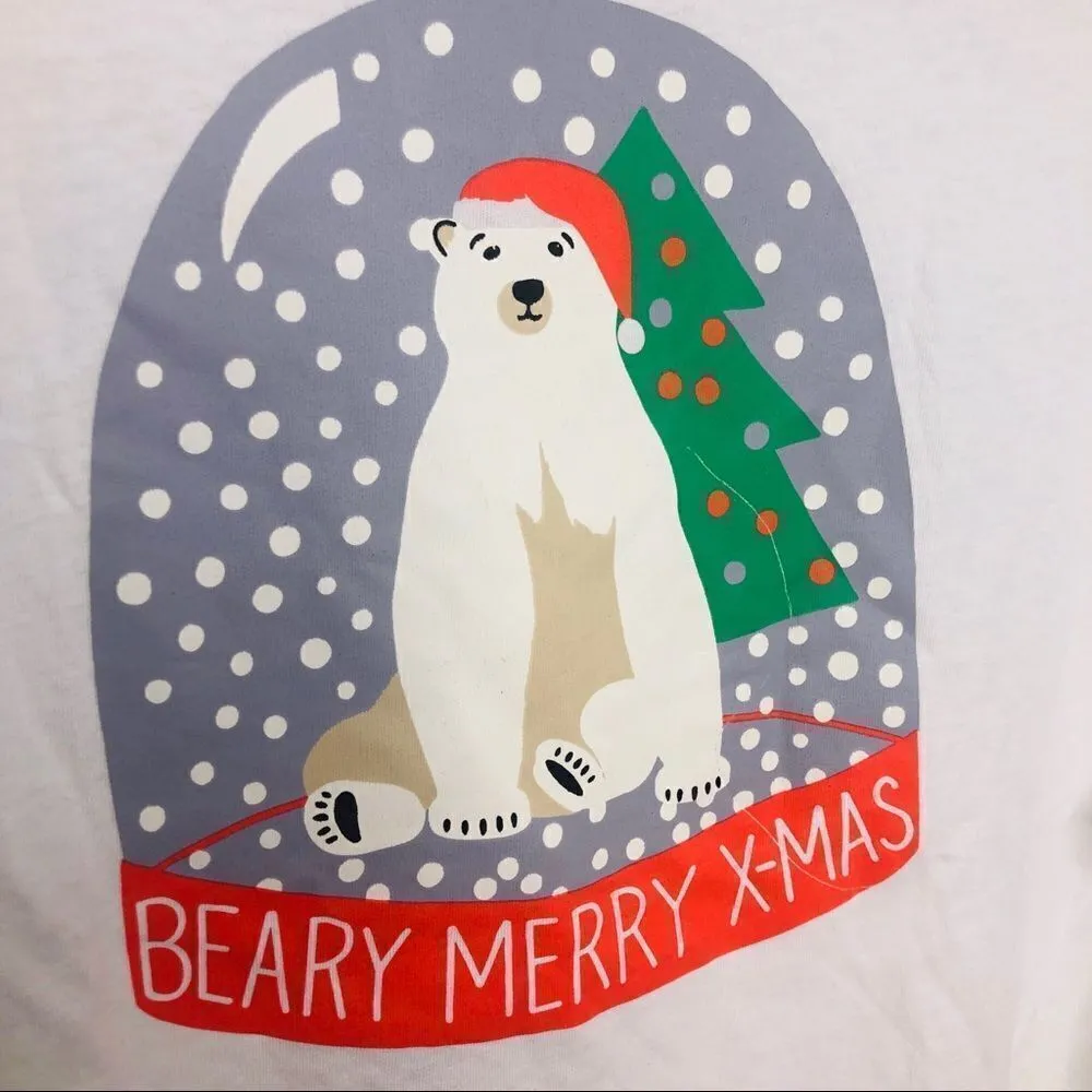 NWT Old Navy Beary Merry Xmas Christmas Shirt‎ M Polar Bear - Image 2
