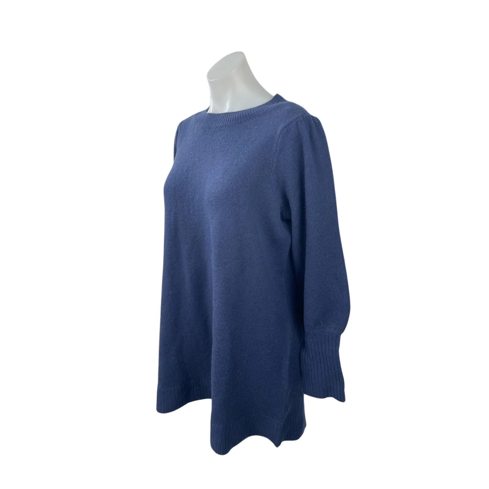 Hill House 100% Wool Women's Navy Blue Crew Neck Long Sleeve Tunic Sweater Top S - Image 3