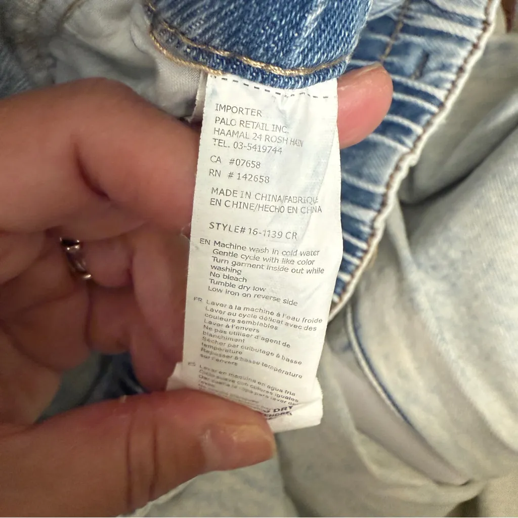 Refuge MOM Acid Wash Blue High-Waisted Women Jeans Large - Image 8