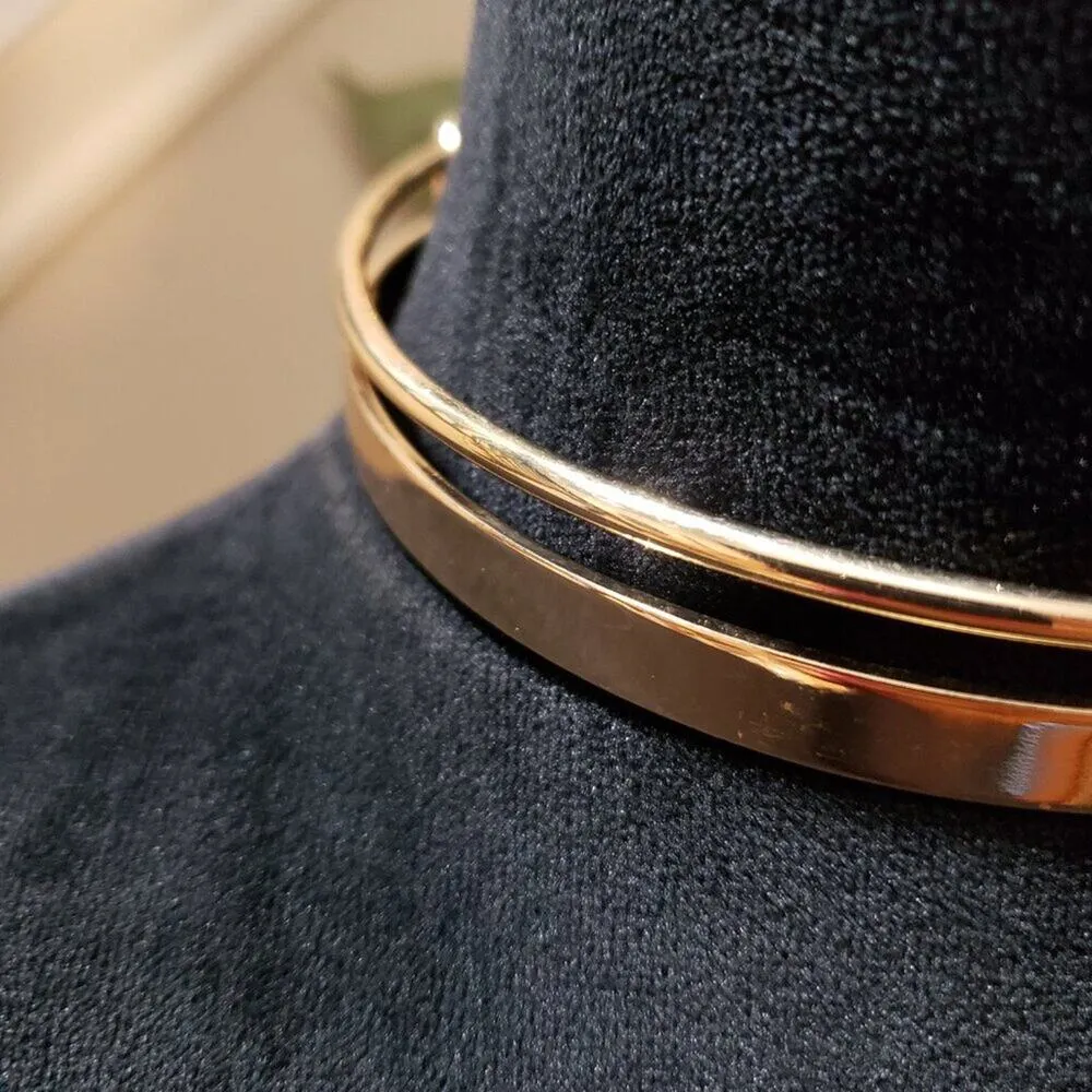 Aldo Womens Fashion Double Lines Gold Tone Choker Necklace with Lobster Clasp - Image 6