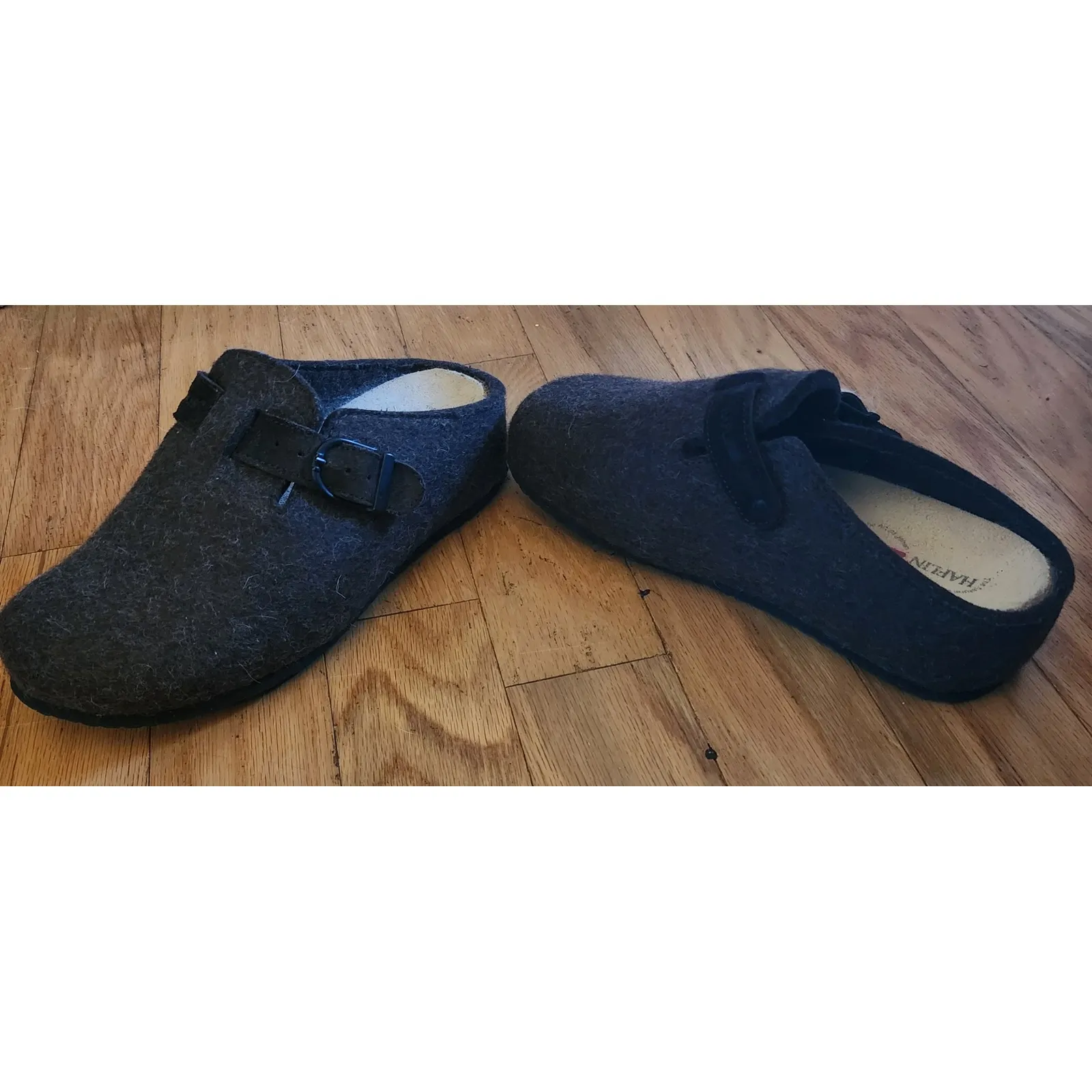 Haflinger Womens Charcoal Felt Clogs Slip On Comfort Shoes Size 40 Brown - Image 5