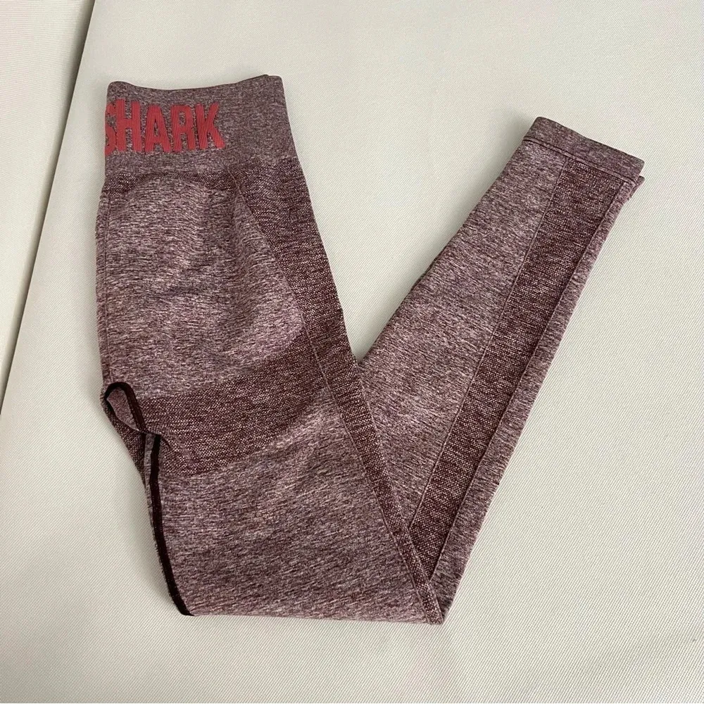 GYMSHARK Berry Rose Flex Hi-Rise Waist Seamless Full-Length Leggings - Image 5