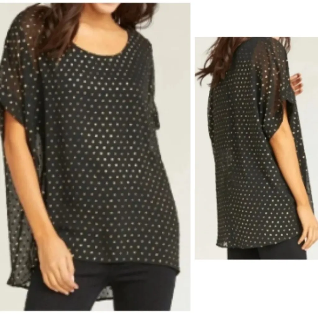 Show Me Your MuMu Cassidy Top Black with Gold Dots Medium Sheer Overlay - Image 2
