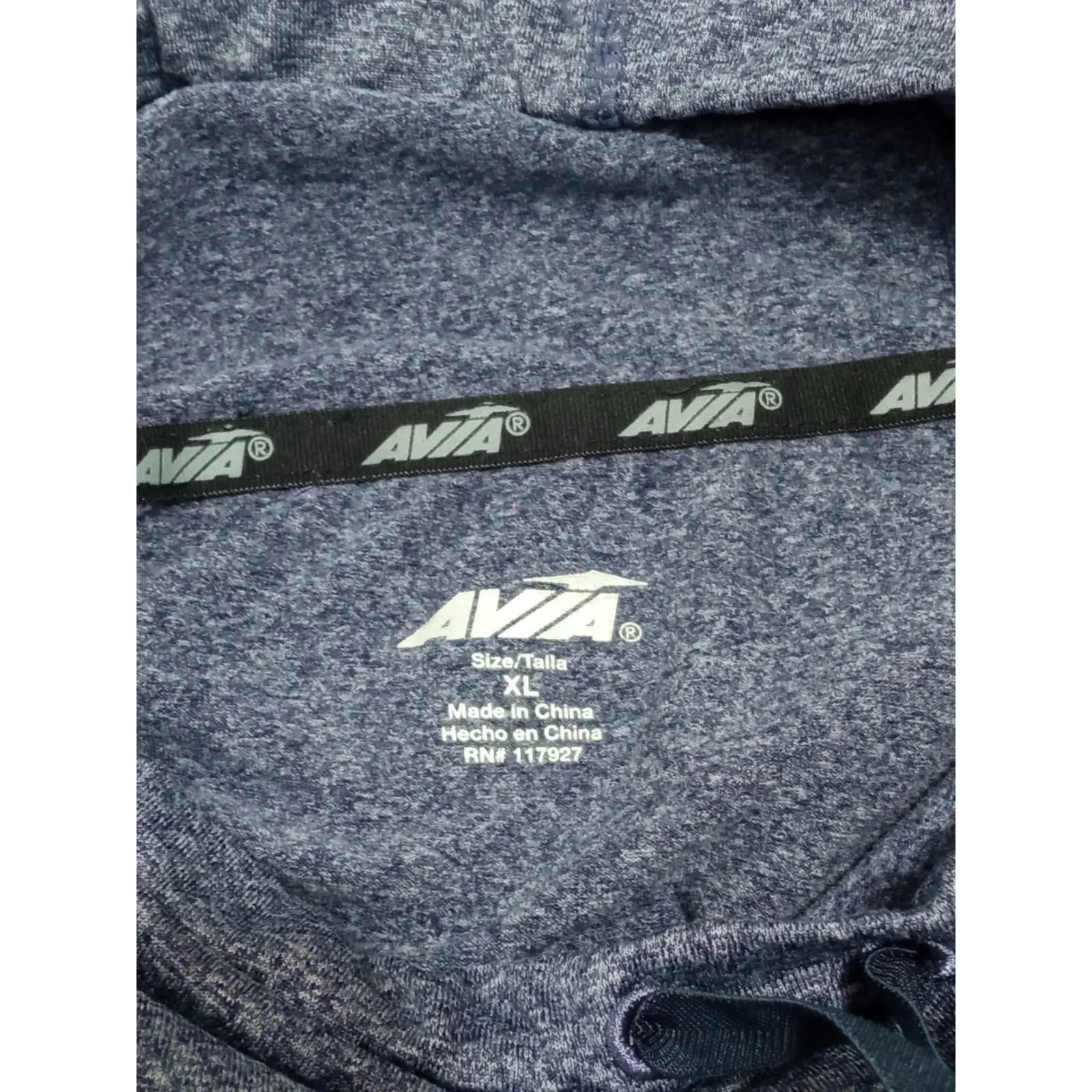 Avia Women's Athletic Top Pullover Blue Drawstring Long Sleeve Funnel Neck XL - Image 9