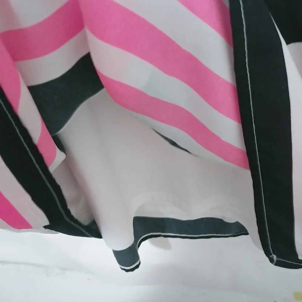 Pink Owl M Summer Tank Shift Mini Dress Black Hot Pink Striped - Image 3