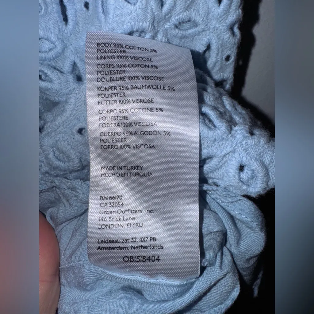 Anthropologie Light Blue Eyelet Short‎ Sleeve Fit And Flare Dress Small - Image 6