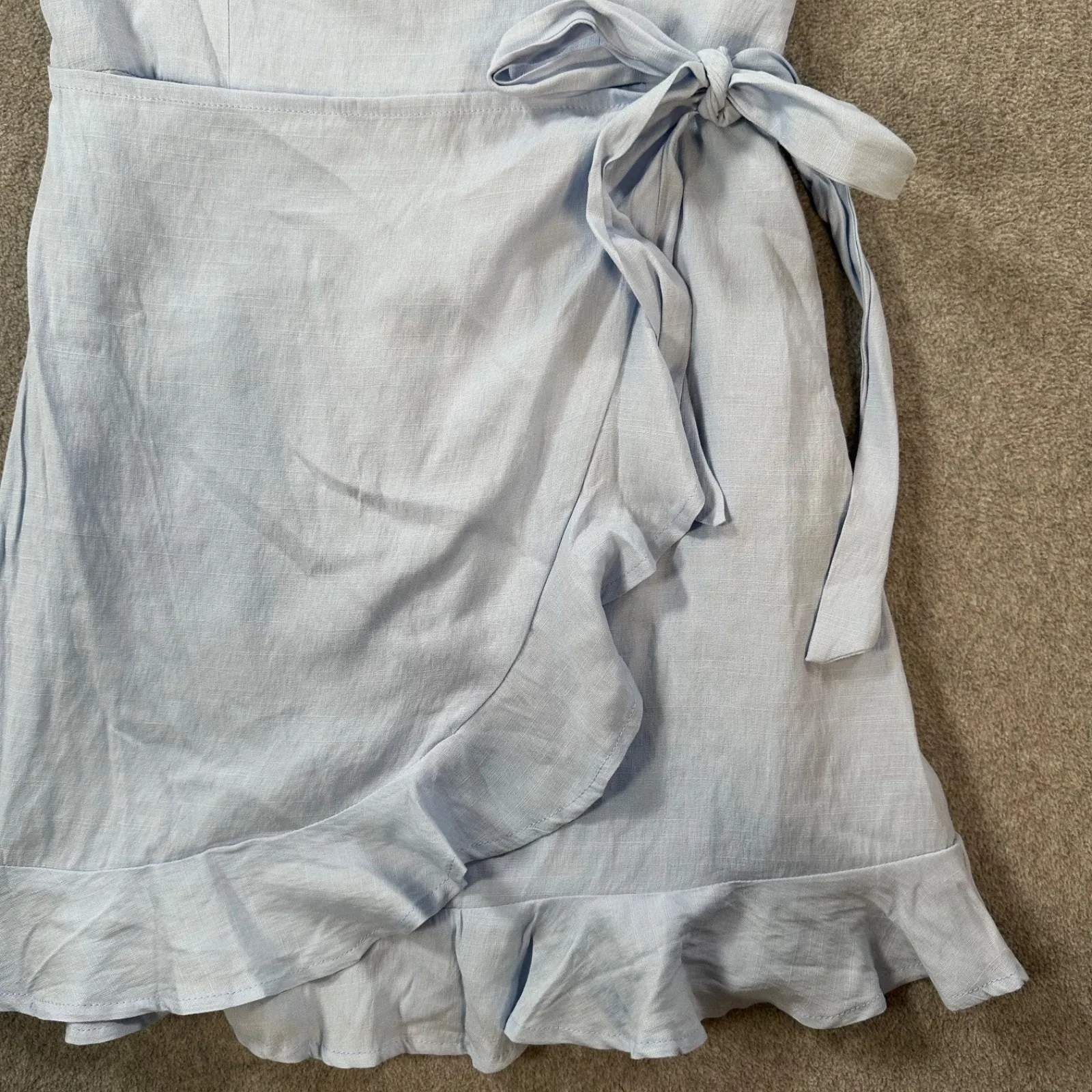 Hello Molly Blue Mini Dress Size 8 Ruffle Wrap Spaghetti Strap New - Image 4
