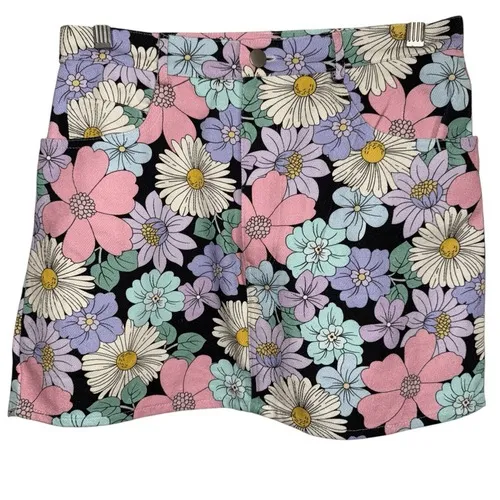 STORIA Retro Floral Print Denim Mini Skirt EUC Size‎ Medium - Image 2