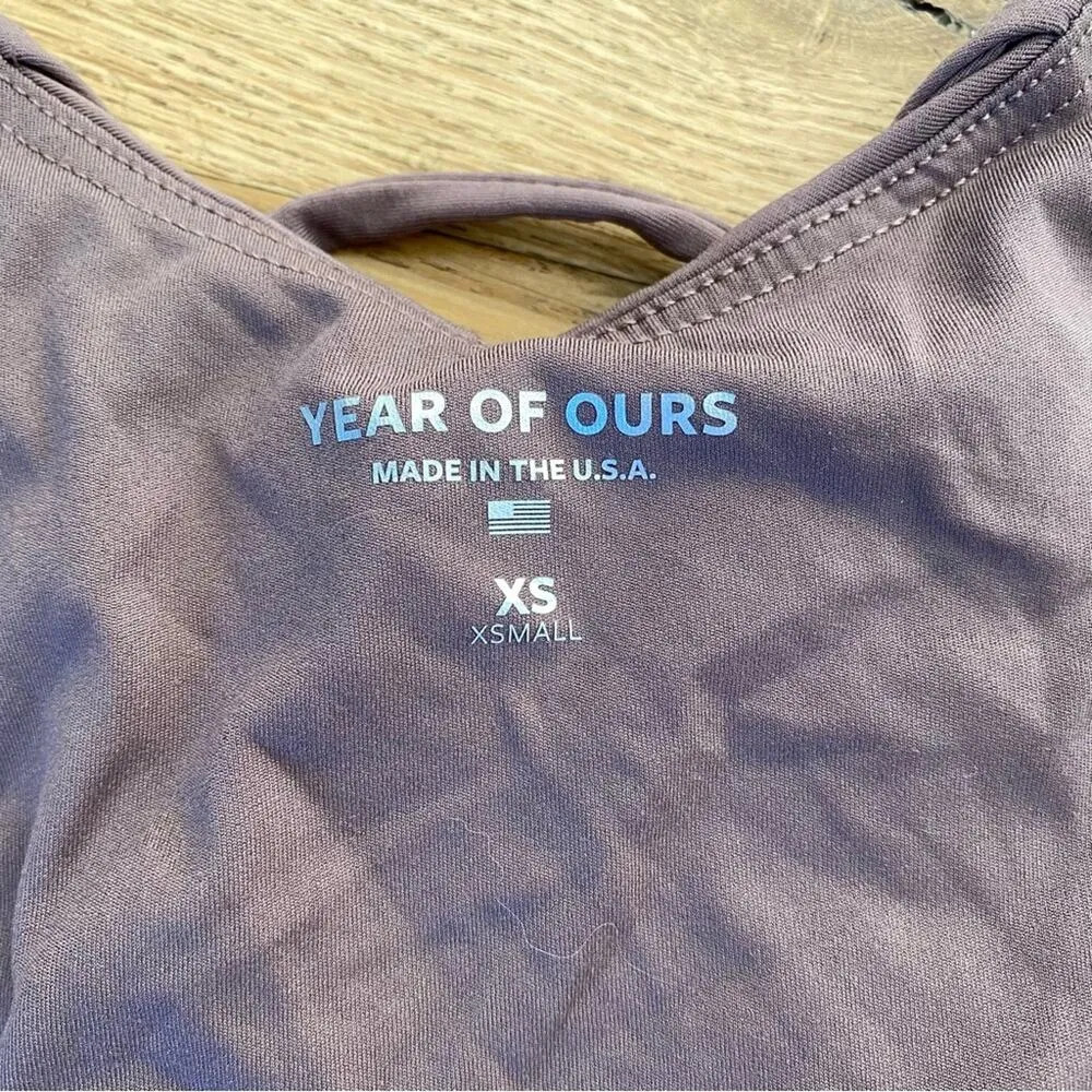 Year Of Ours Lace Up Back Sports Bra in Taupe - Image 2