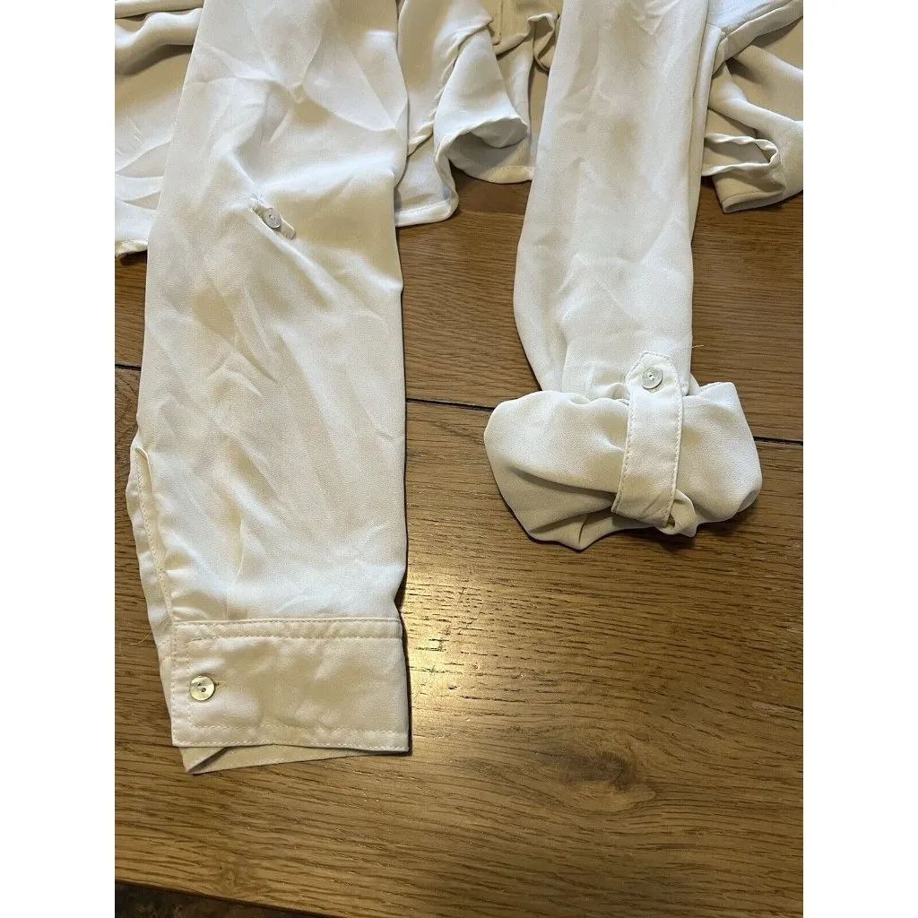 Hint Of Mint Button Down Blouse Size Large Crocheted‎ Back Peasant Cottagecore - Image 13