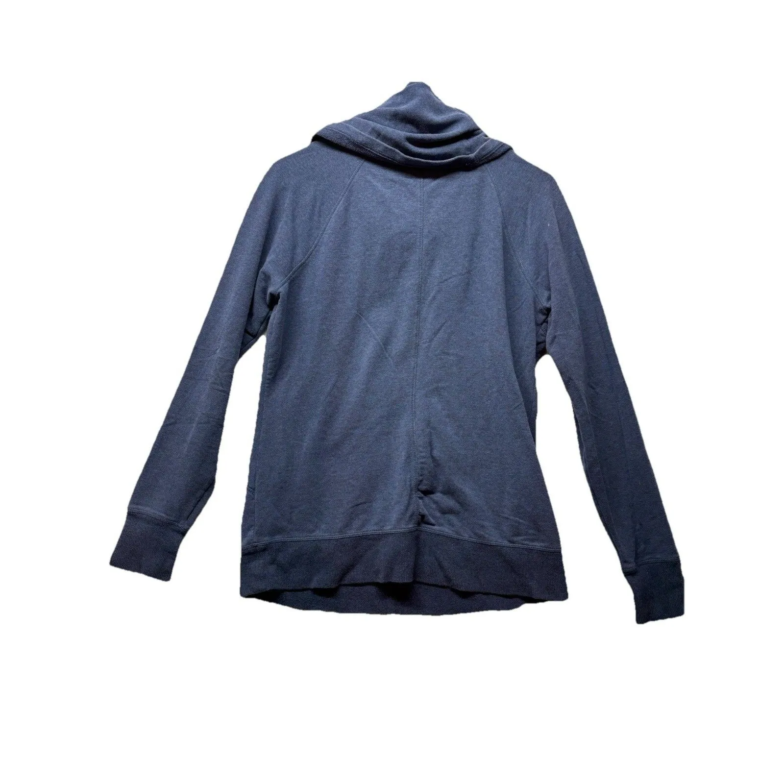 LL Bean Sweater Womens Medium Blue Cozy Pullover Stretch Cowl Funnel Neck Pouch - Image 3