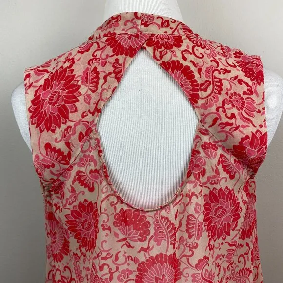 Cabi Vita Blouse Top‎ XS Pink Draped Cowl Neck Sheer Sleeveless Floral 5037 - Image 7