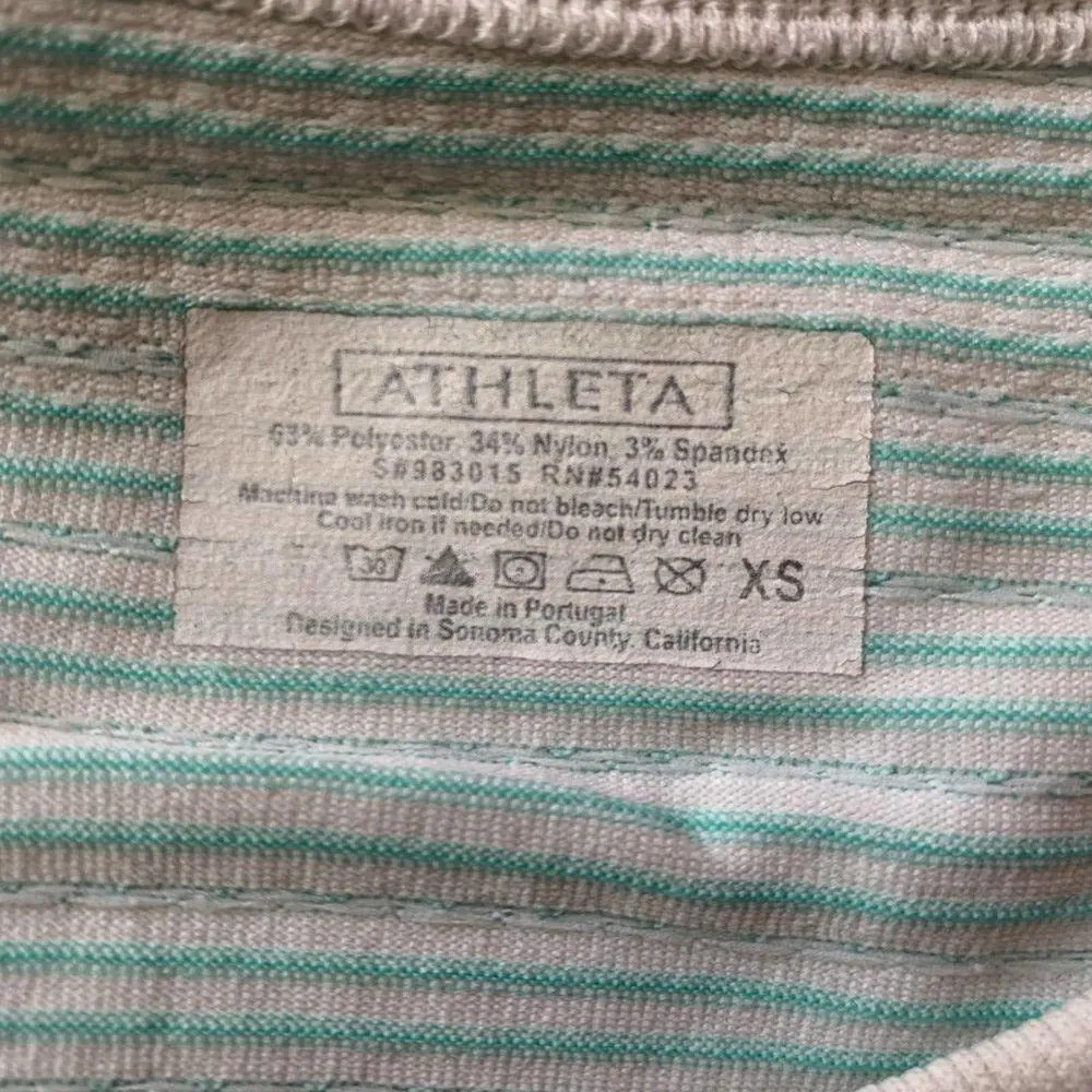 Athleta Green Striped T-Shirt Size XS - Image 5