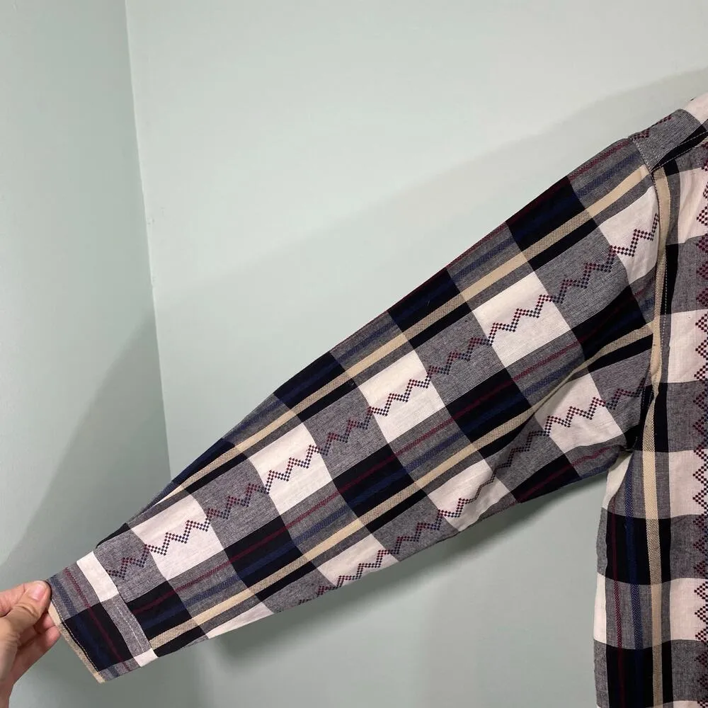 Jane Ashley Black & White Checkered Plaid Embroidered Western Shirt Size L NWT - Image 5