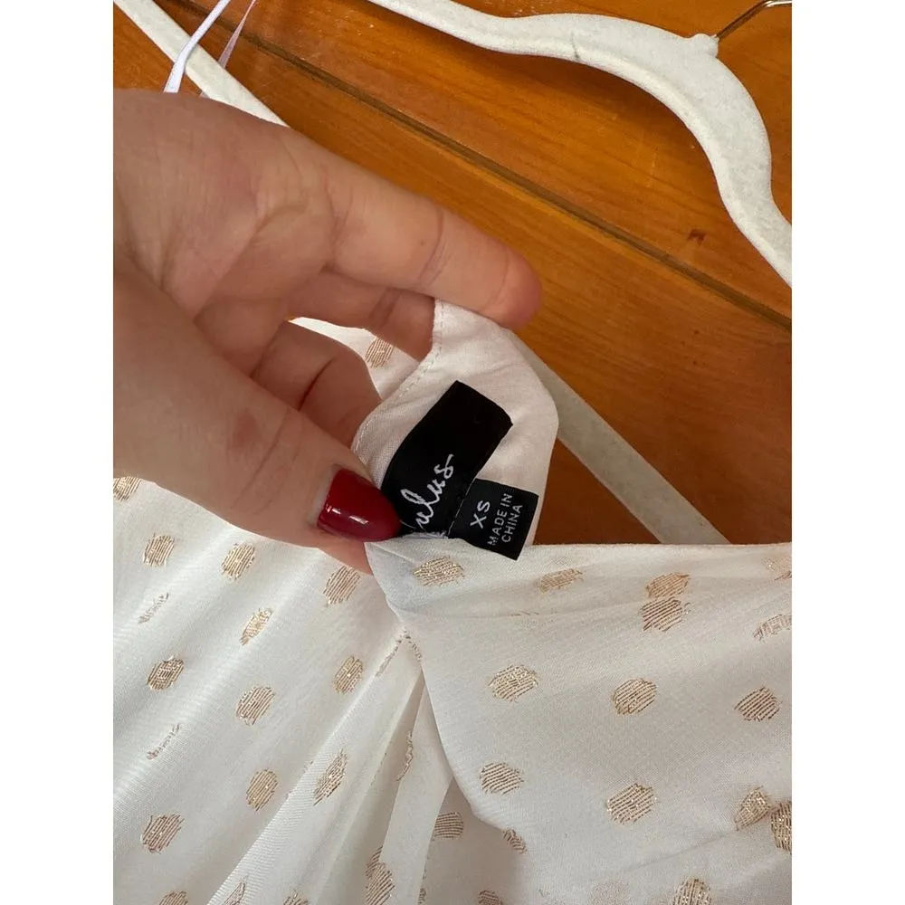 Lulus Shining Sight White Metallic Gold Dotted One-Shoulder Midi Dress Size XS - Image 7