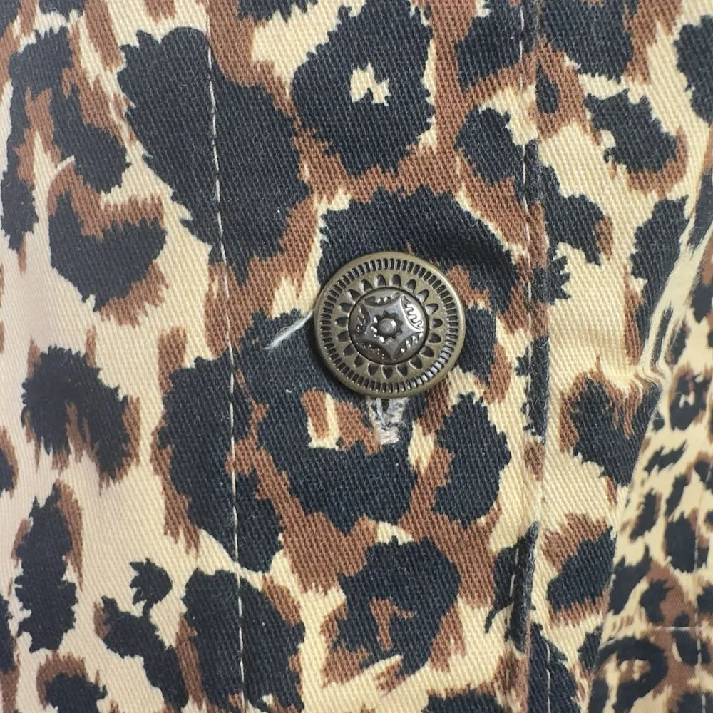 SAMANTHAS Cheetah Womens Sz 1X Jacket Denim Cotton Blend 3/4 Cuff Sleeve Western - Image 5