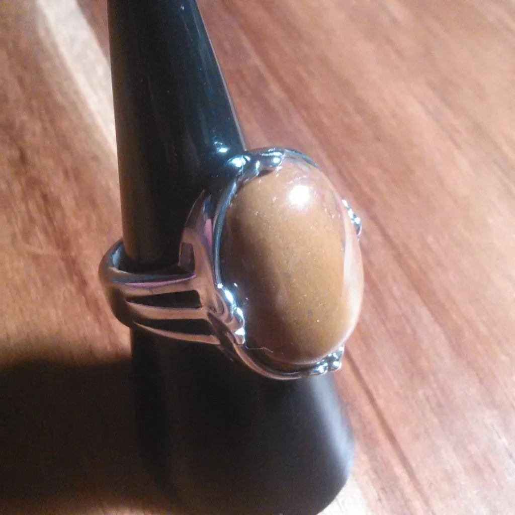 Ocean Jasper Solitaire Stainless Steel Ring (Size 7) - Image 15