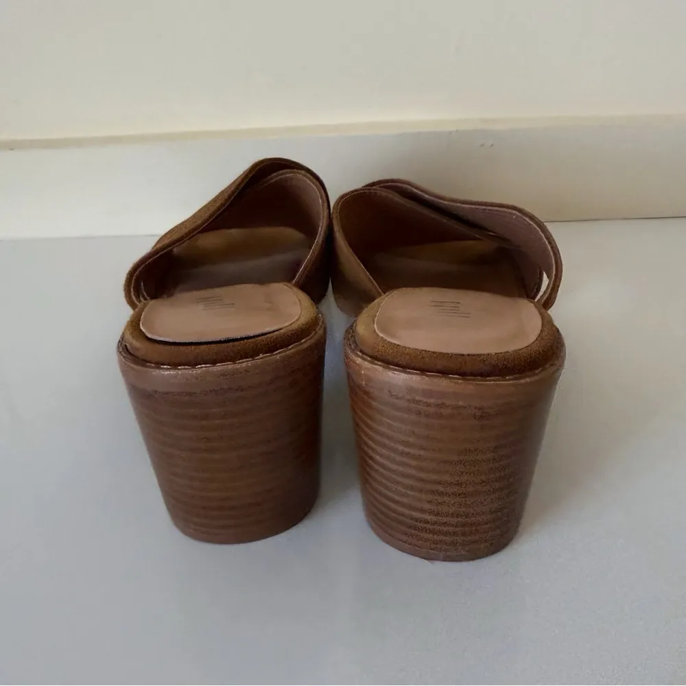 J.JILL Slide Block Heel Womens Sandals Sz 9.5 brown Wide X Strap Minimalist - Image 5