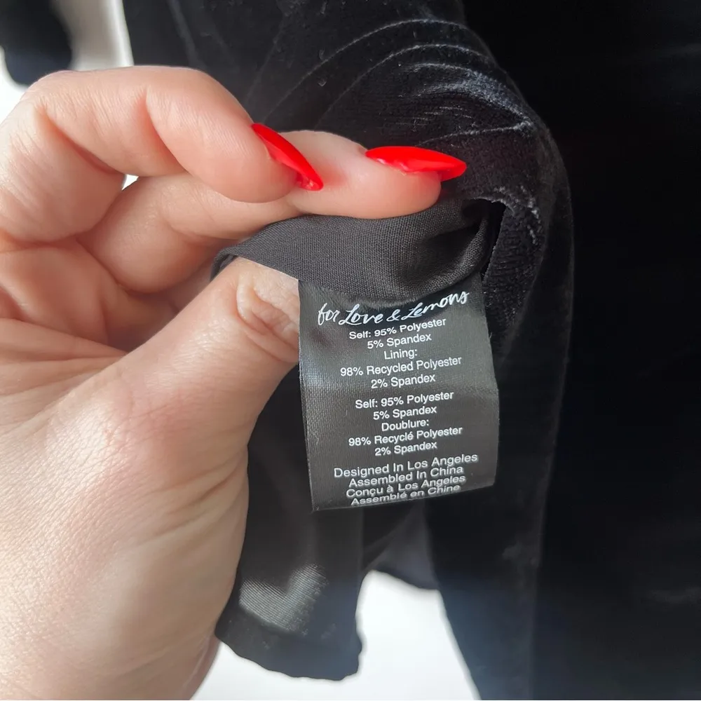 Tamera Black Velvet Long Sleeve Rosette Mini Dress L NWT - Image 10