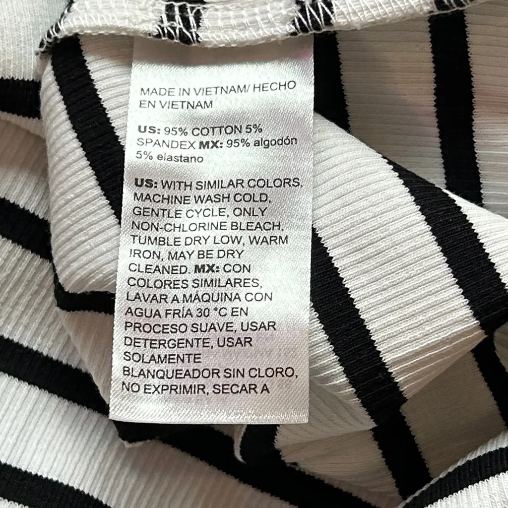 Chicos Ribbed High Neck Tank Black and White Striped Tank Top Size 1 - Image 6