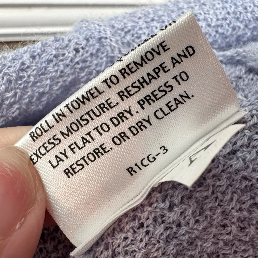 Eileen Fisher Powder Blue Grey Italian Wool Open Front Waterfall Cardigan Size S - Image 8