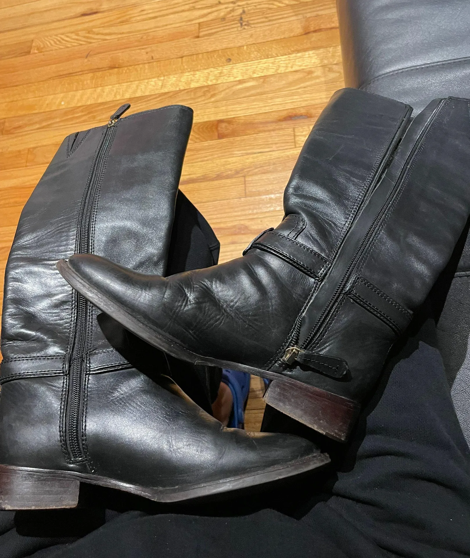 Winter boots tall zip riding Whimsygoth Vintage Winter boots tall zip riding leather strap detail equestrian - Image 3