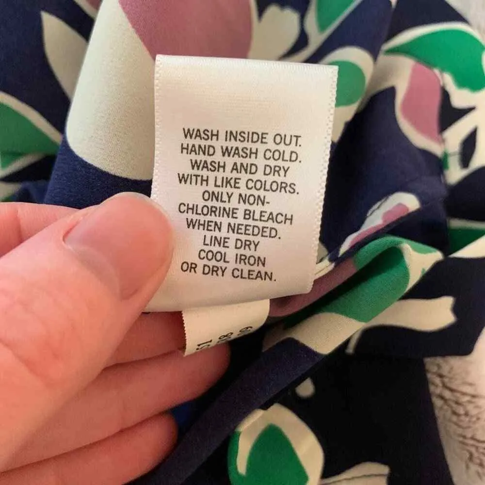 Banana Republic Floral Blouse Womens Small Navy Green 3/4 Sleeve Button Back Top - Image 7