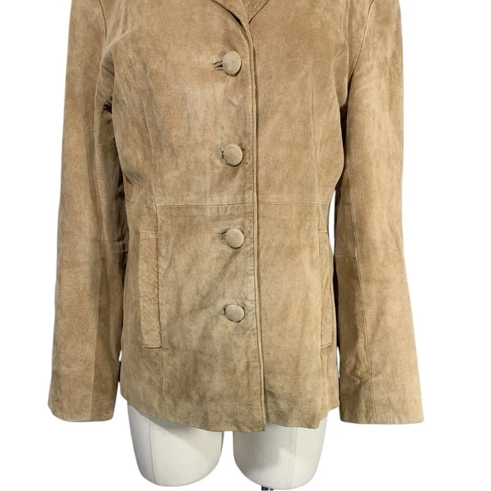 Vintage Michael Michelle Y2k Suede Button Down Jacket Tan Size Medium - Image 6