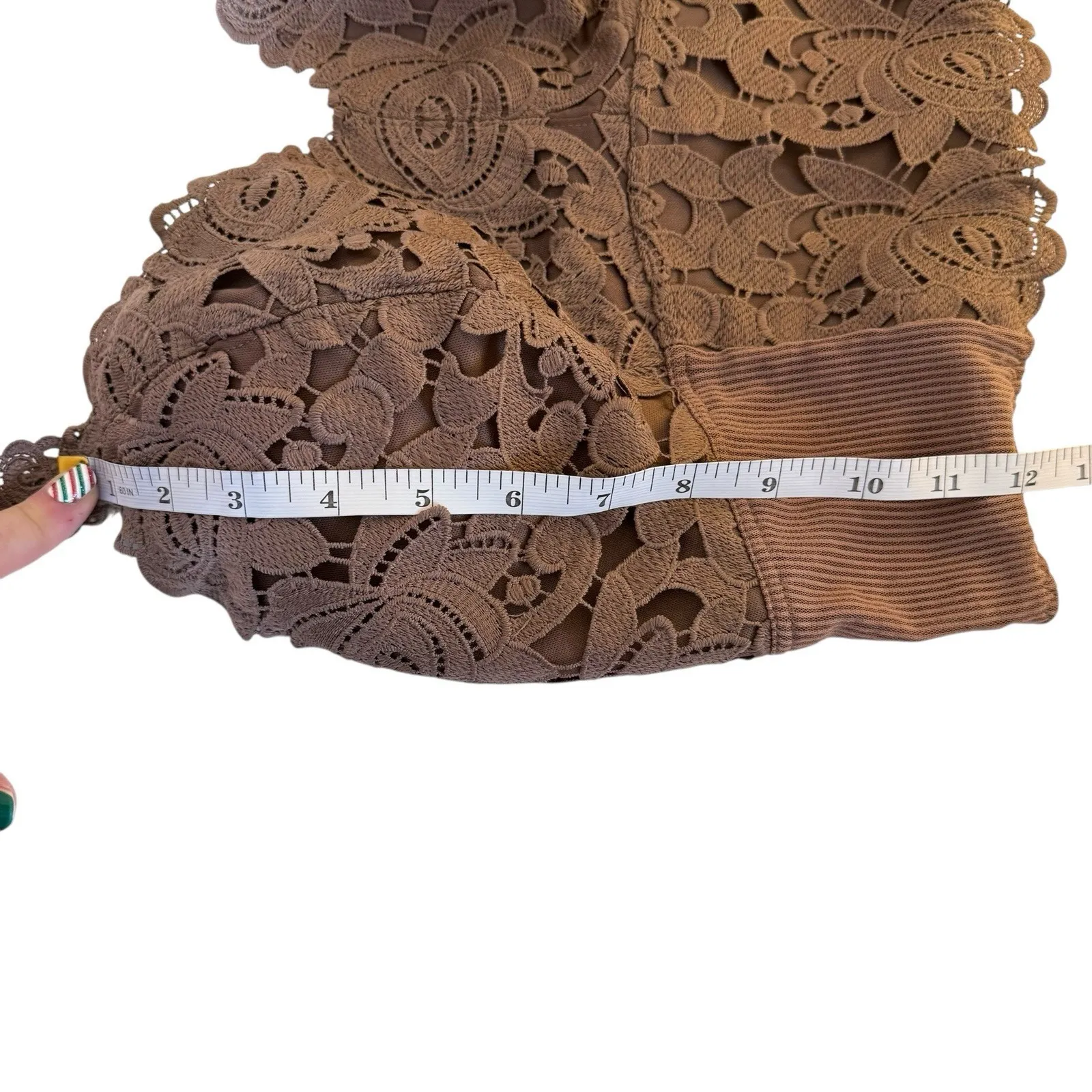 BKE Buckle  Essentials Bralette XL  Taupe Brown Floral Lace Full Coverage - Image 10