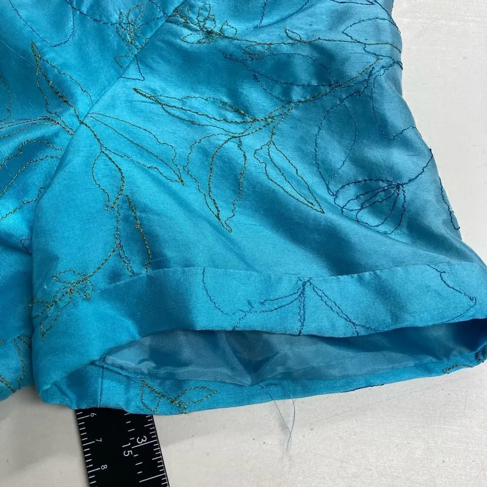 JUDITH HART Collection, Two piece Top & Pants, Blue Floral, Size 14, 100% Silk - Image 10