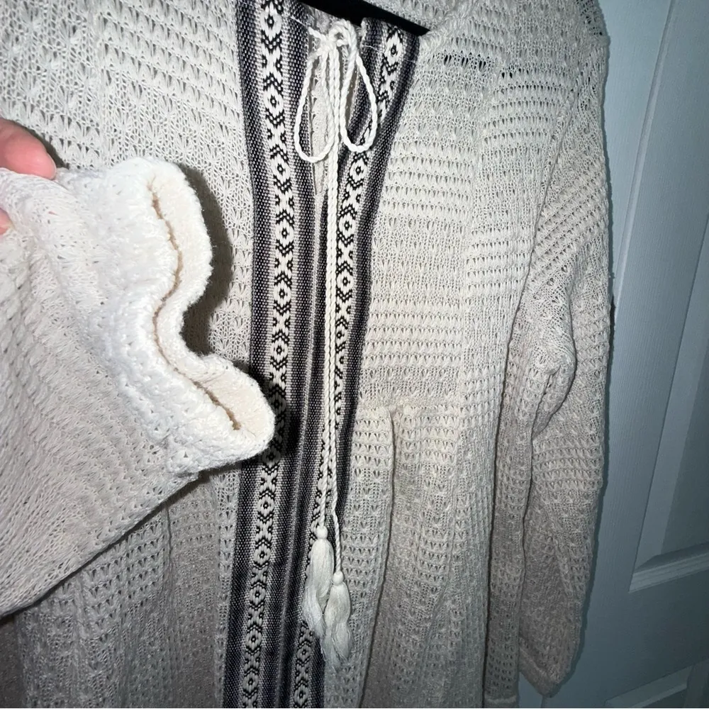 Simply Noelle Beige Knit Blouse Cottagecore boho crochet style size 12-14 - Image 9