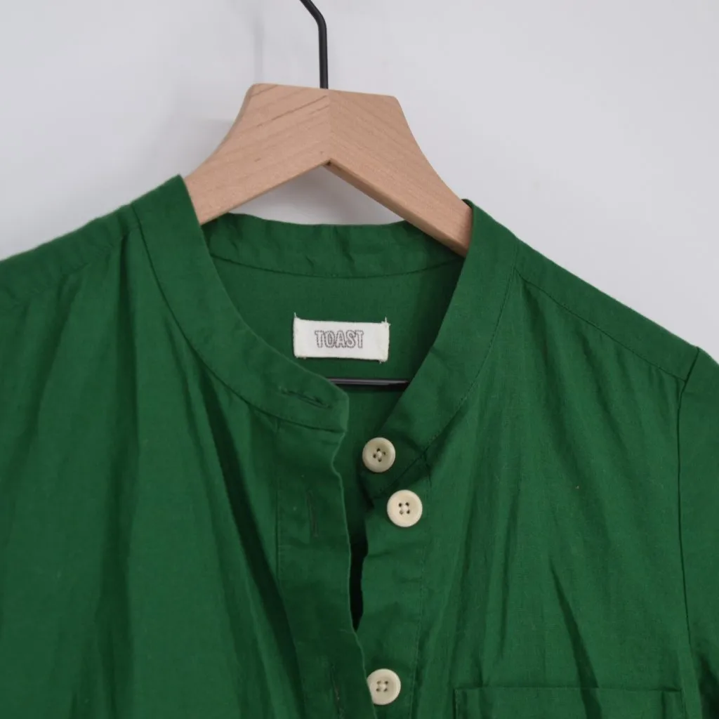 Taost Cotton Oxford Midi Shirt Dress in Racing Green 8 Button Down Short Sleeve - Image 3