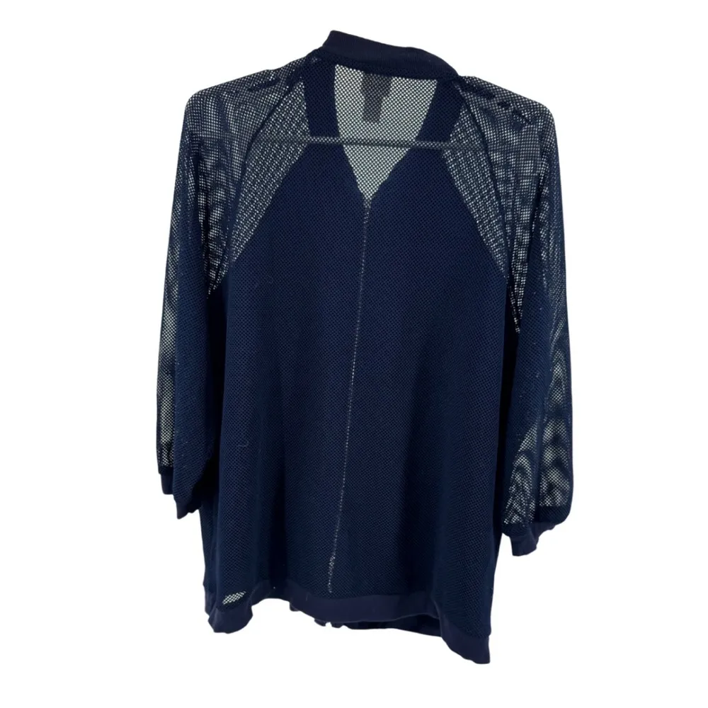 Zenergy by Chico's Navy Mesh Jacket 3/4 sleeve casual workout coverup L 12 Blue Size L - Image 2