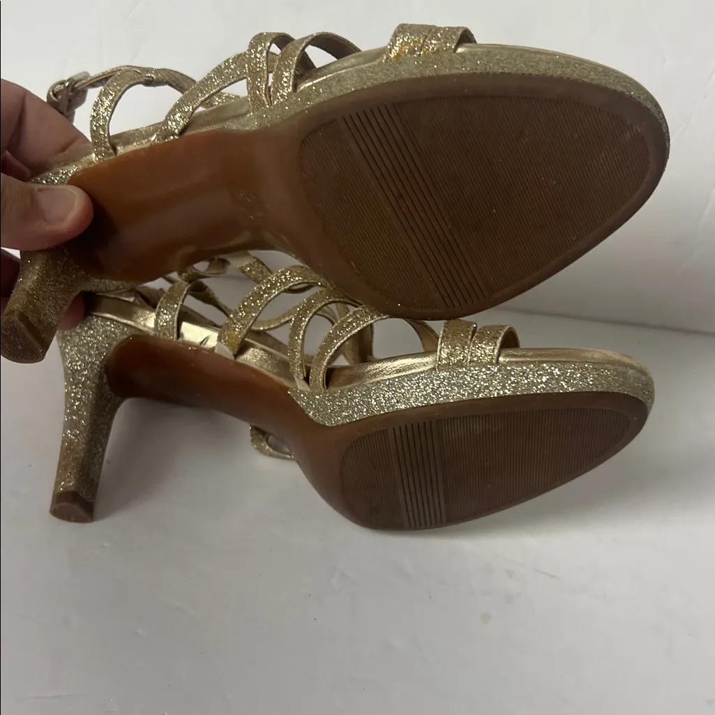 Naturalizer Baylor Gold Glitter Strappy Dress Sandals, sz 8 = - Image 6