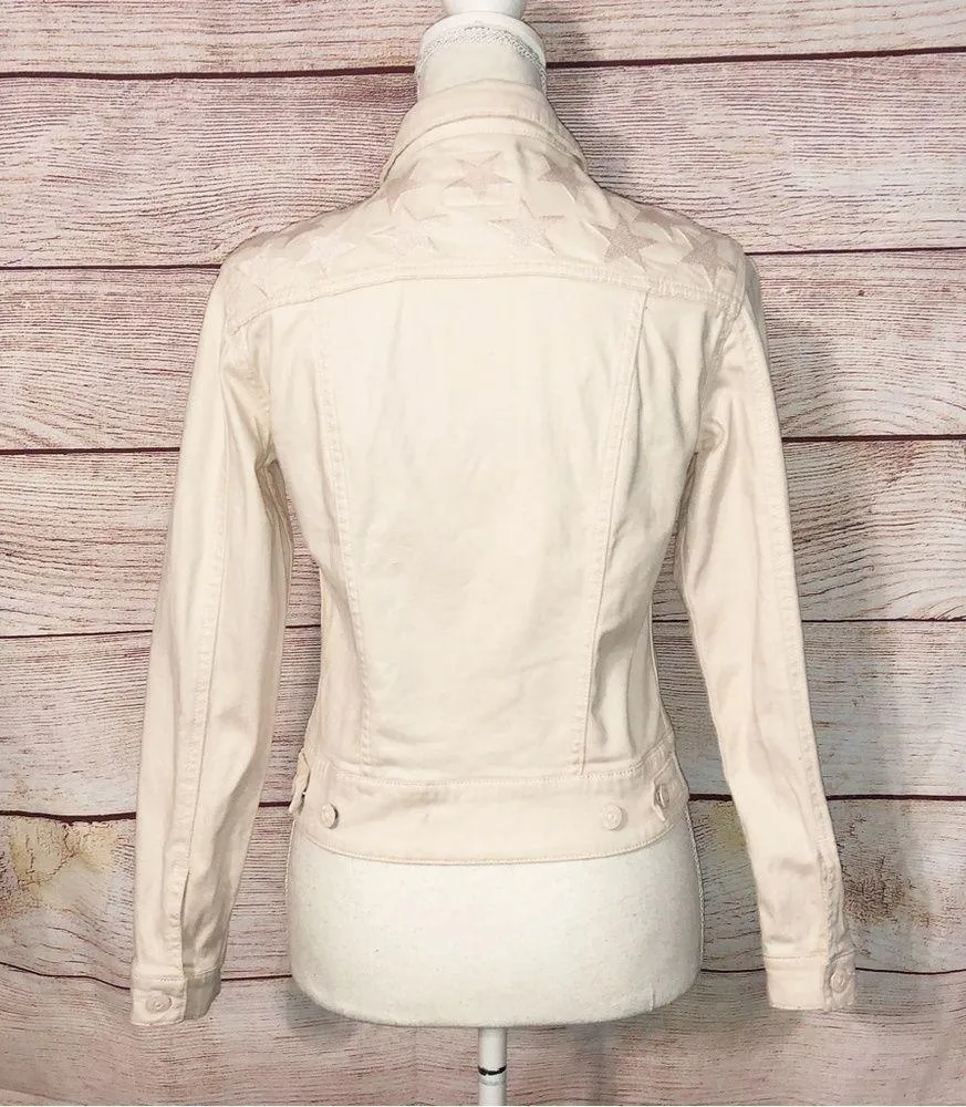 LuLaRoe Harvey Blush Pink Star Jean Jacket Size XXS - Image 4