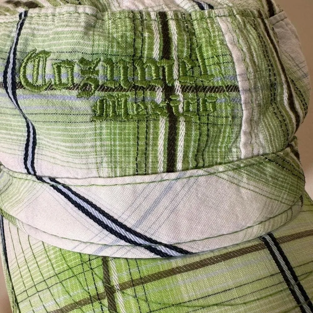Cozumel Mexico embroidered plaid hat short brim Green - Image 2