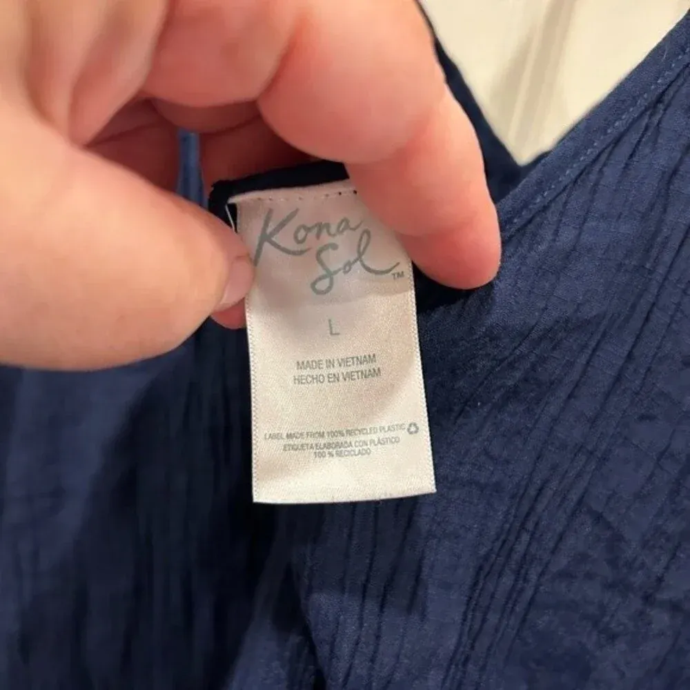 Kona‎ Sol Navy Tasel VNeck Swim Cover Up Size Large - Image 5