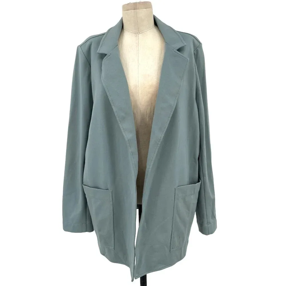 Athleta Eastbound Blazer‎ Minimalist Gray Sage Green Size 16 - Image 3