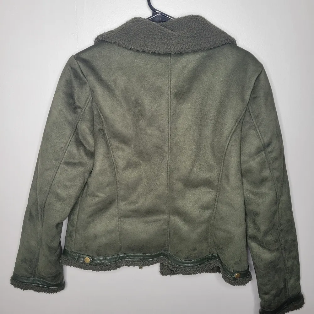 Green Aviator Sherpa Jacket Size Large - Image 7